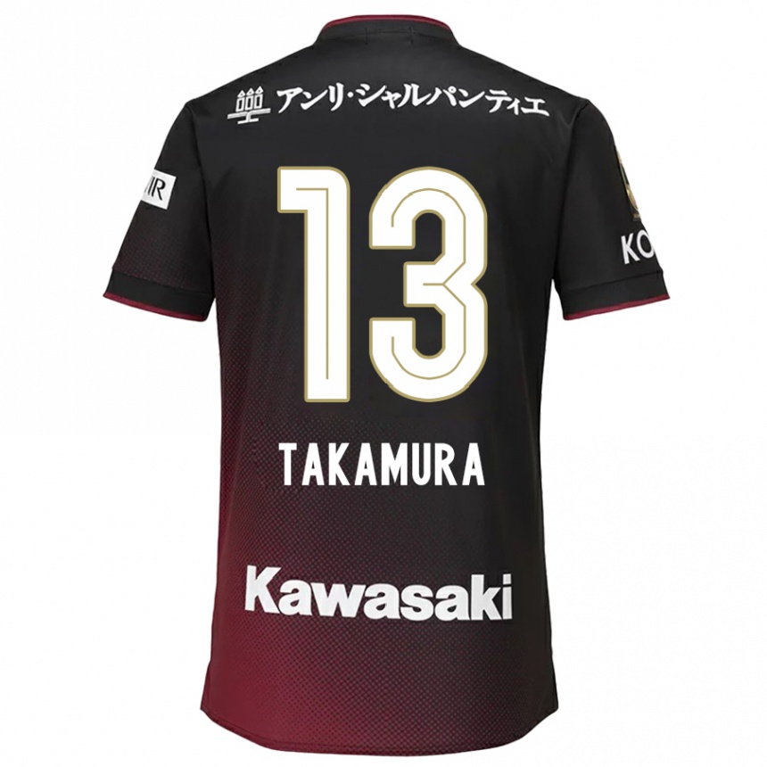 Kids Football Tokiya Takamura #13 Black Red Home Jersey 2024/25 T-Shirt