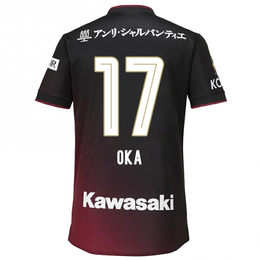 Kids Football Shoei Oka #17 Black Red Home Jersey 2024/25 T-Shirt