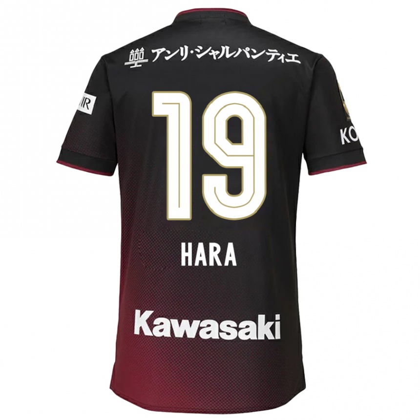 Kids Football Sota Hara #19 Black Red Home Jersey 2024/25 T-Shirt