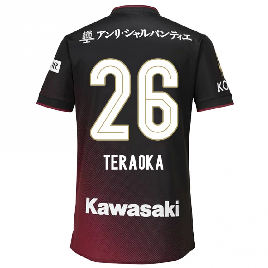 Kids Football Yuma Teraoka #26 Black Red Home Jersey 2024/25 T-Shirt