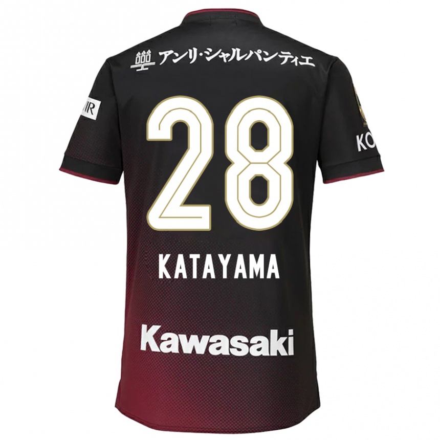 Kids Football Kota Katayama #28 Black Red Home Jersey 2024/25 T-Shirt