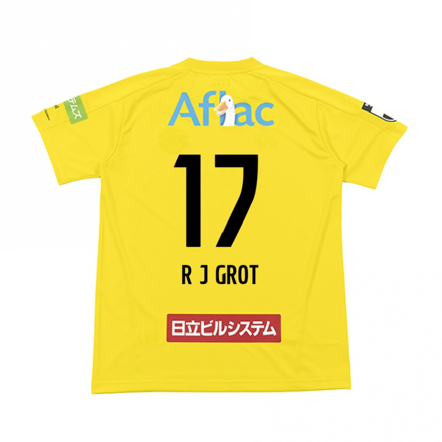 Kids Football Jay-Roy Grot #17 Yellow Black Home Jersey 2024/25 T-Shirt