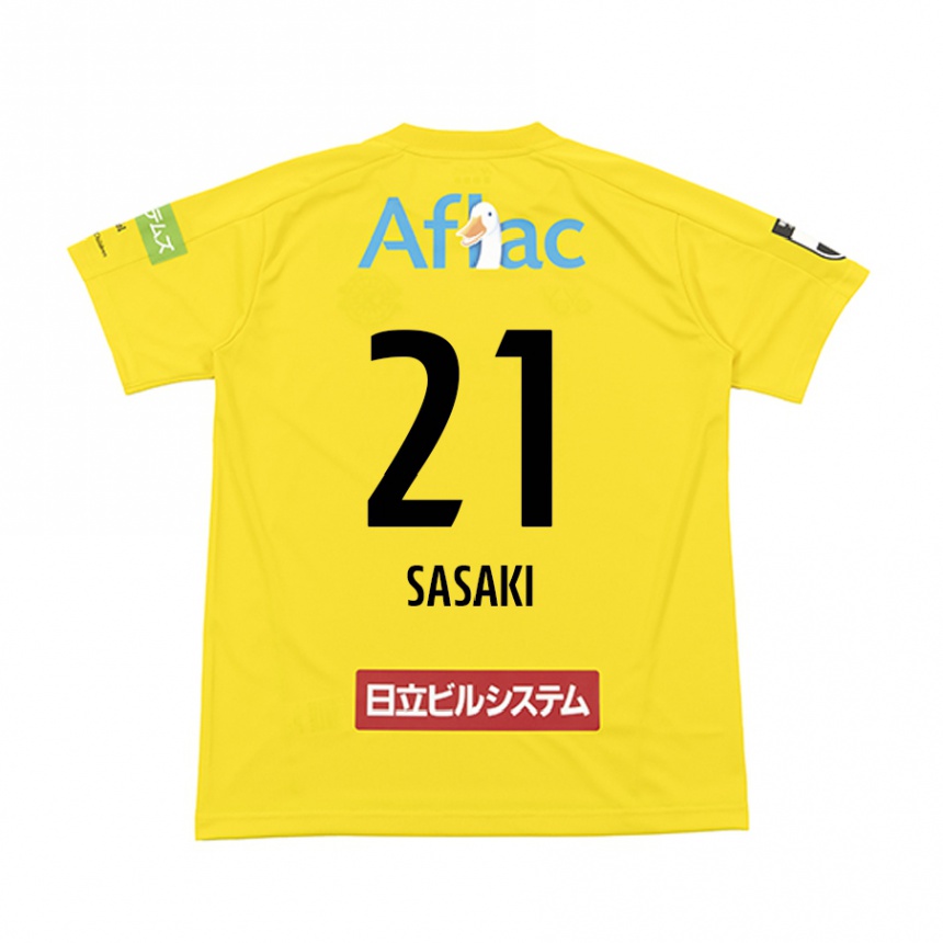 Kids Football Masato Sasaki #21 Yellow Black Home Jersey 2024/25 T-Shirt