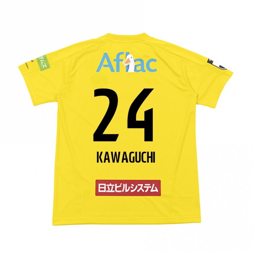 Kids Football Naoki Kawaguchi #24 Yellow Black Home Jersey 2024/25 T-Shirt