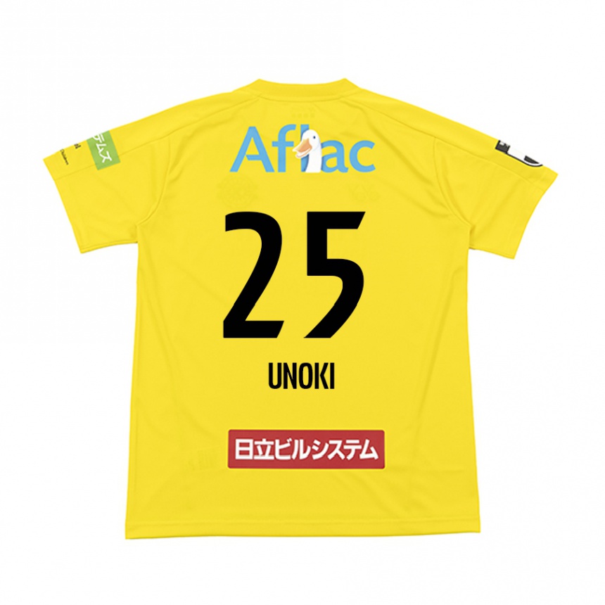 Kids Football Fumiya Unoki #25 Yellow Black Home Jersey 2024/25 T-Shirt