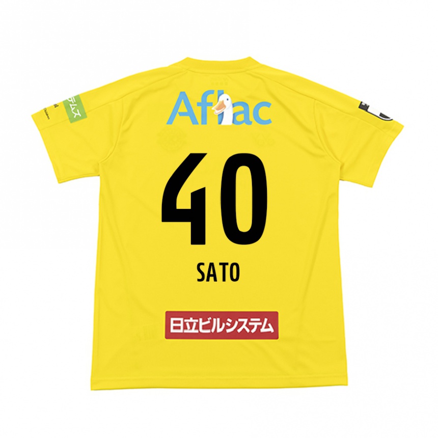 Kids Football Raku Sato #40 Yellow Black Home Jersey 2024/25 T-Shirt