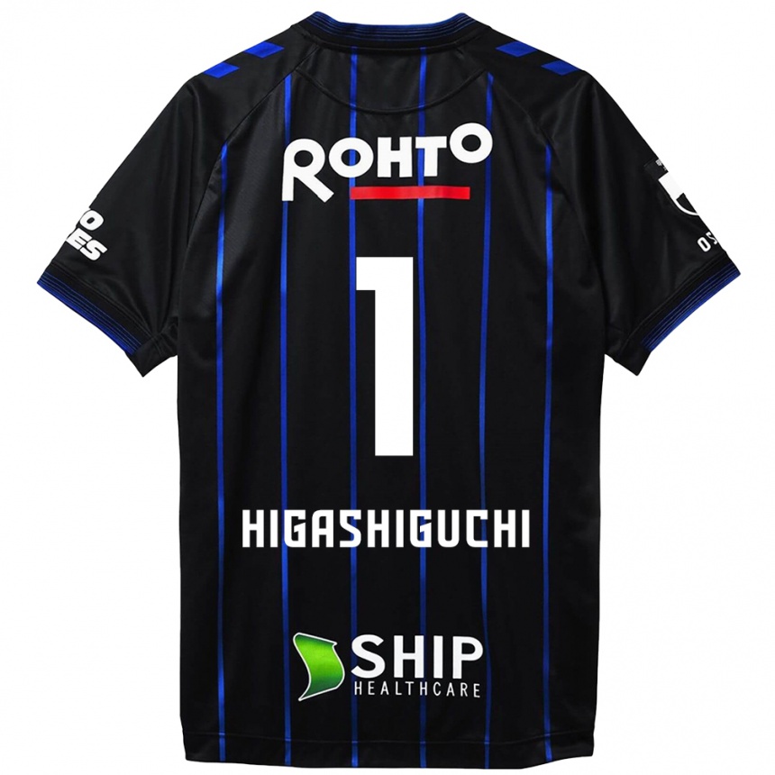 Kids Football Masaaki Higashiguchi #1 Black Blue Home Jersey 2024/25 T-Shirt