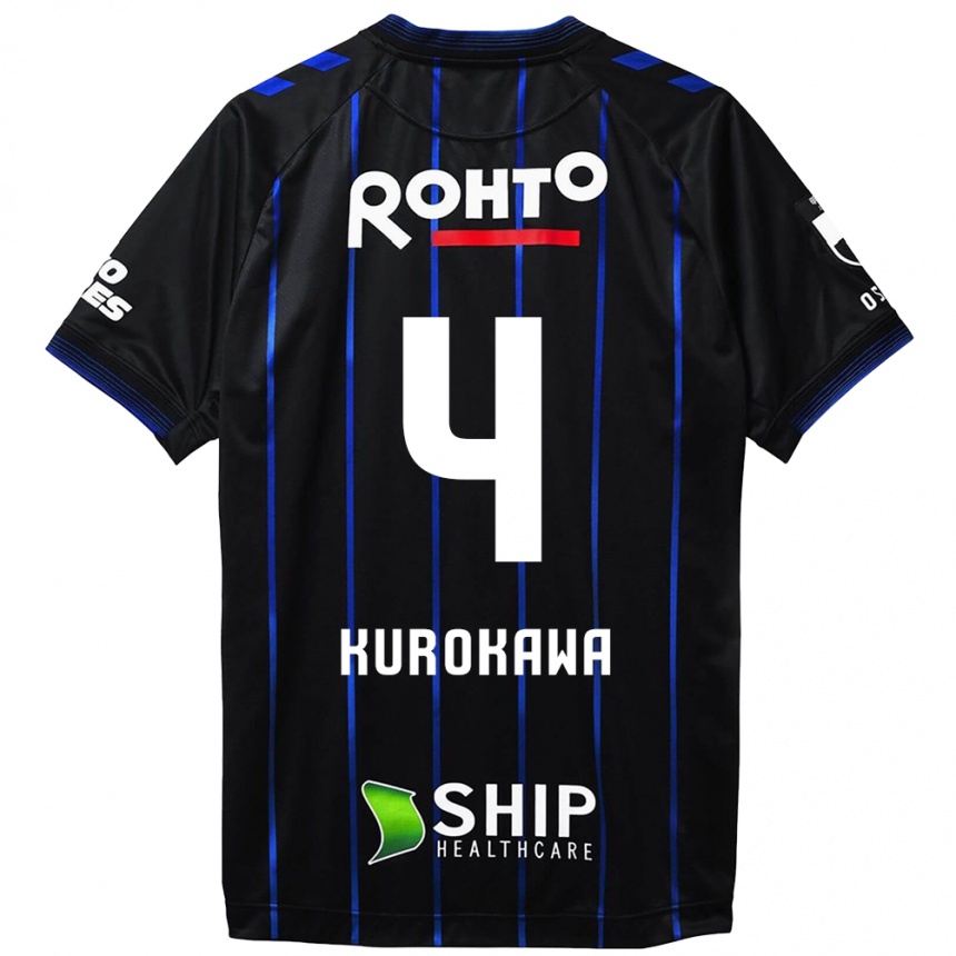 Kids Football Keisuke Kurokawa #4 Black Blue Home Jersey 2024/25 T-Shirt