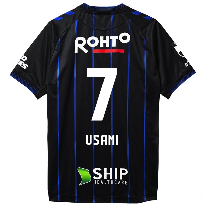 Kids Football Takashi Usami #7 Black Blue Home Jersey 2024/25 T-Shirt