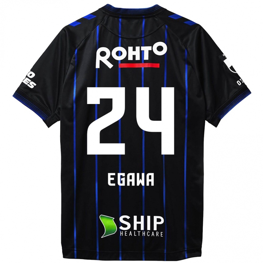 Kids Football Yusei Egawa #24 Black Blue Home Jersey 2024/25 T-Shirt