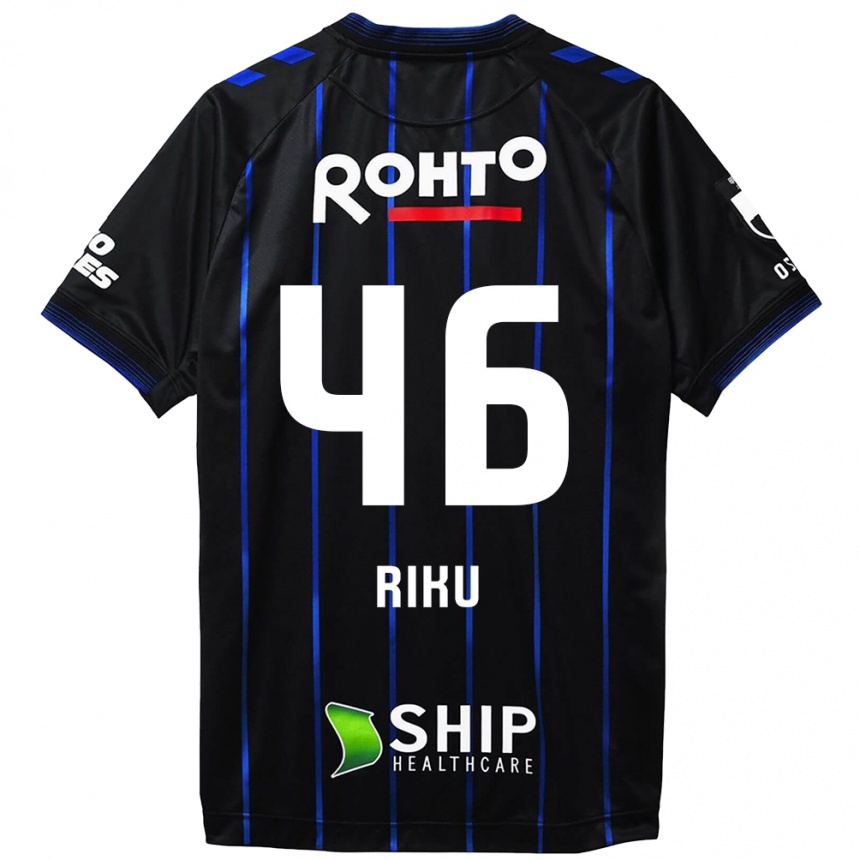 Kids Football Riku Matsuda #46 Black Blue Home Jersey 2024/25 T-Shirt