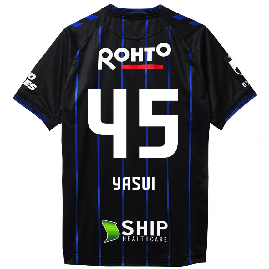 Kids Football Tsukasa Yasui #45 Black Blue Home Jersey 2024/25 T-Shirt