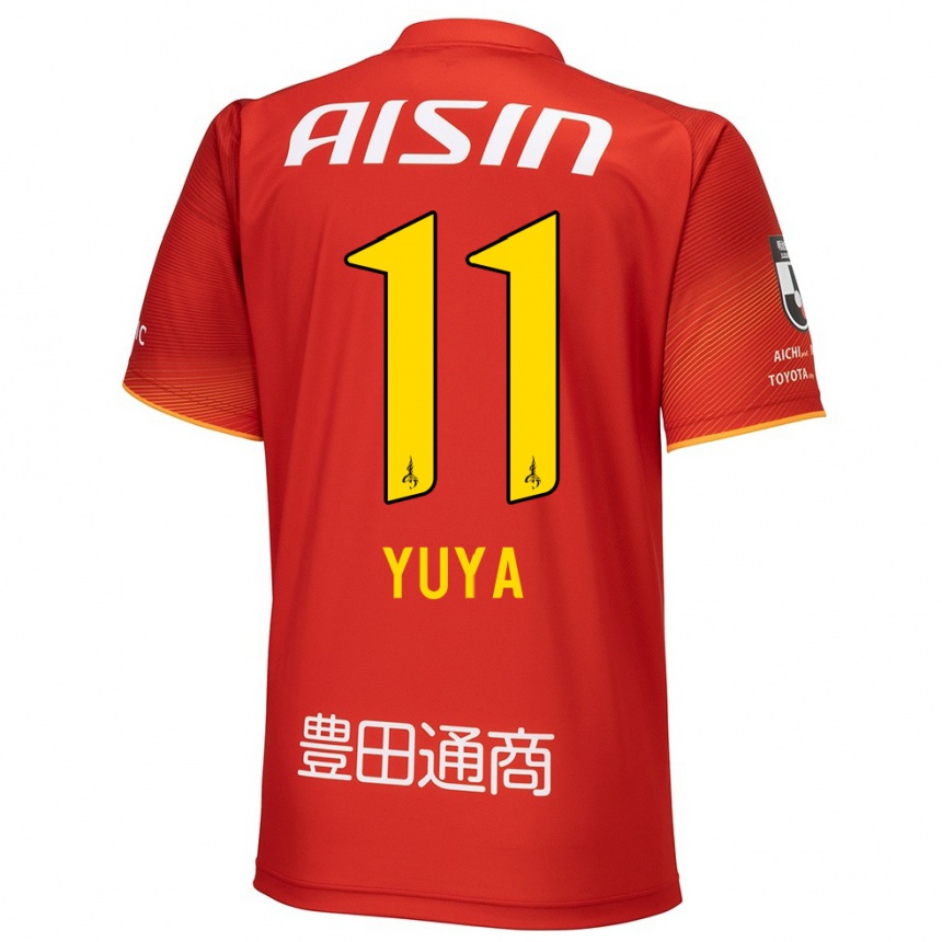 Kids Football Yuya Yamagishi #11 Red White Yellow Home Jersey 2024/25 T-Shirt