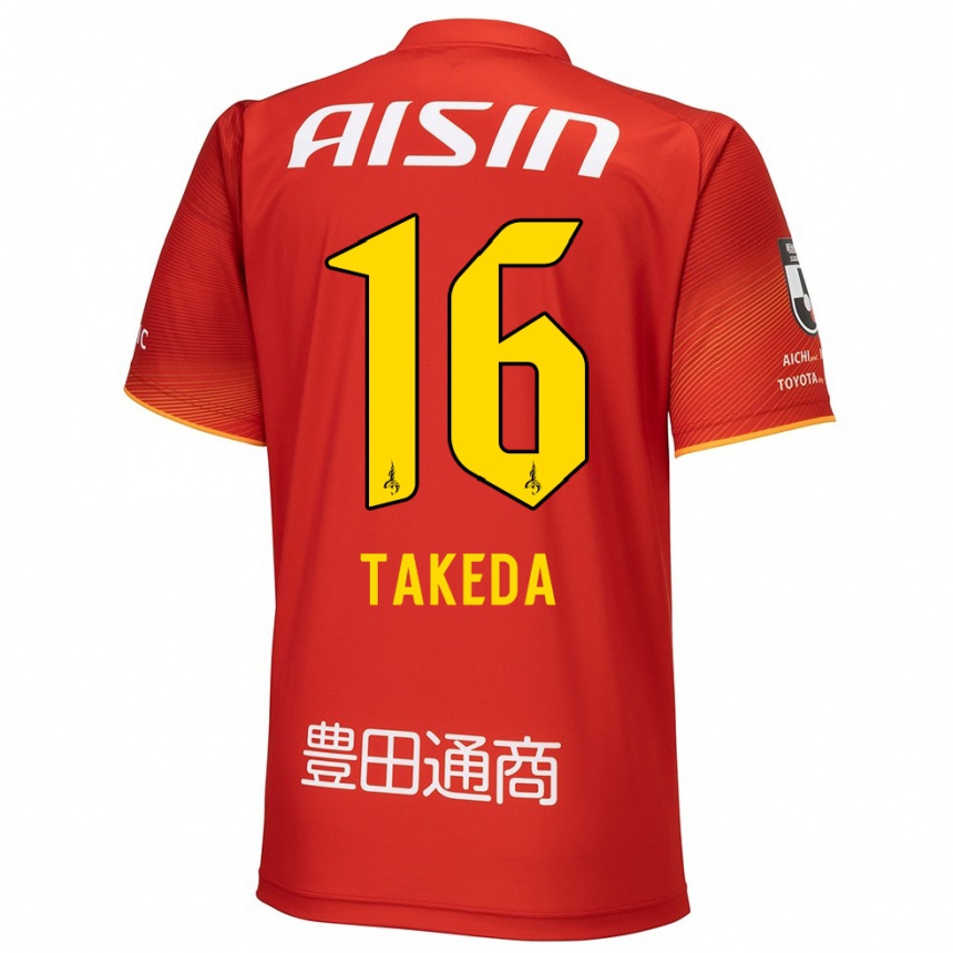 Kids Football Yohei Takeda #16 Red White Yellow Home Jersey 2024/25 T-Shirt