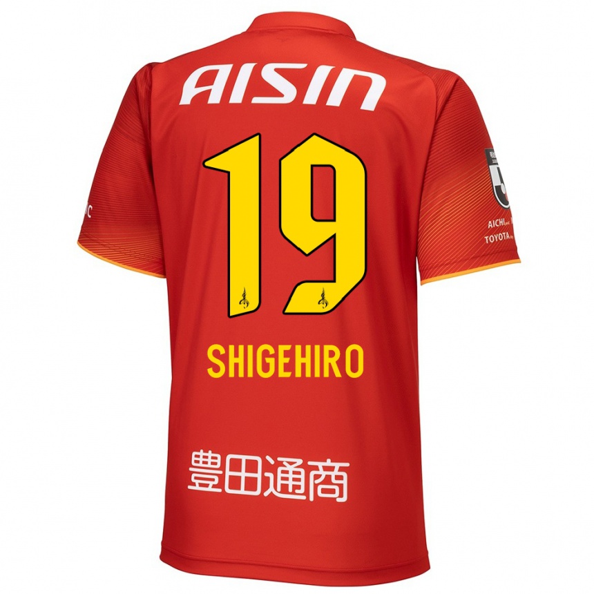 Kids Football Takuya Shigehiro #19 Red White Yellow Home Jersey 2024/25 T-Shirt