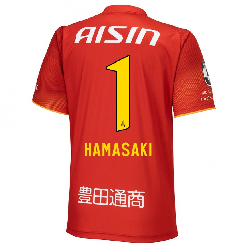 Kids Football Shiki Hamasaki #1 Red White Yellow Home Jersey 2024/25 T-Shirt