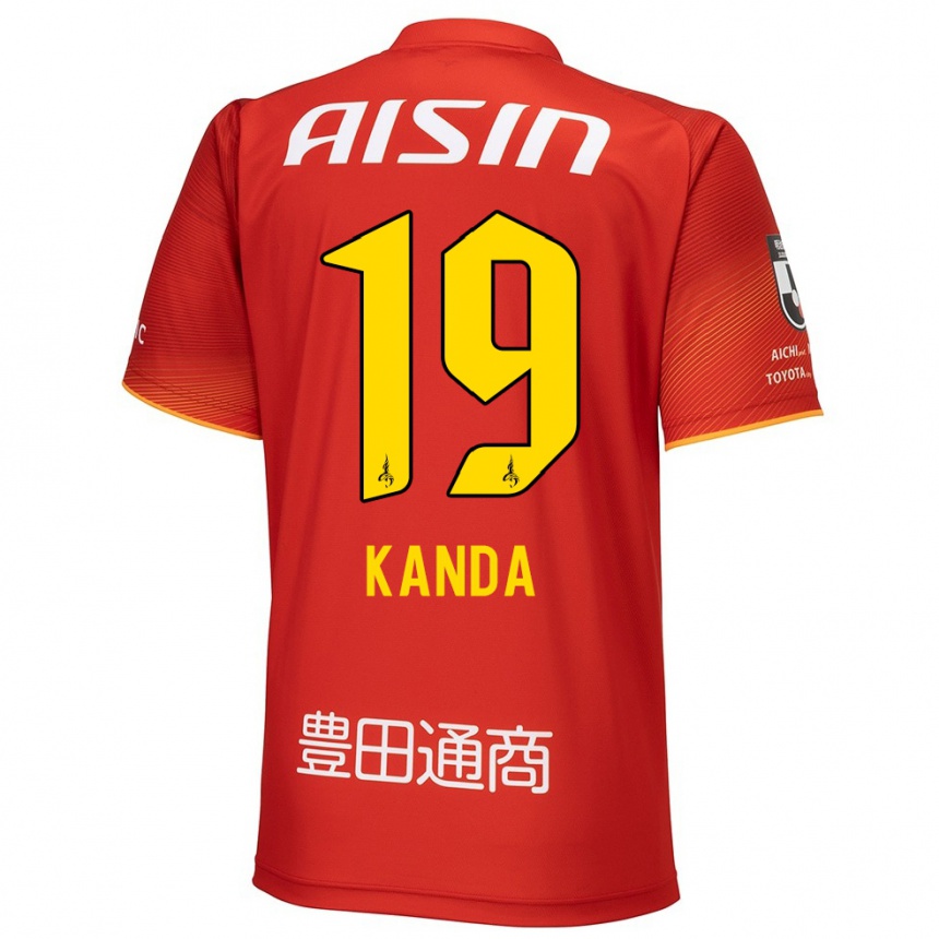 Kids Football Ryu Kanda #19 Red White Yellow Home Jersey 2024/25 T-Shirt