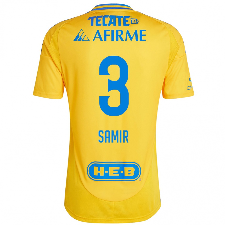 Kids Football Samir Caetano #3 Gold Yellow Home Jersey 2024/25 T-Shirt