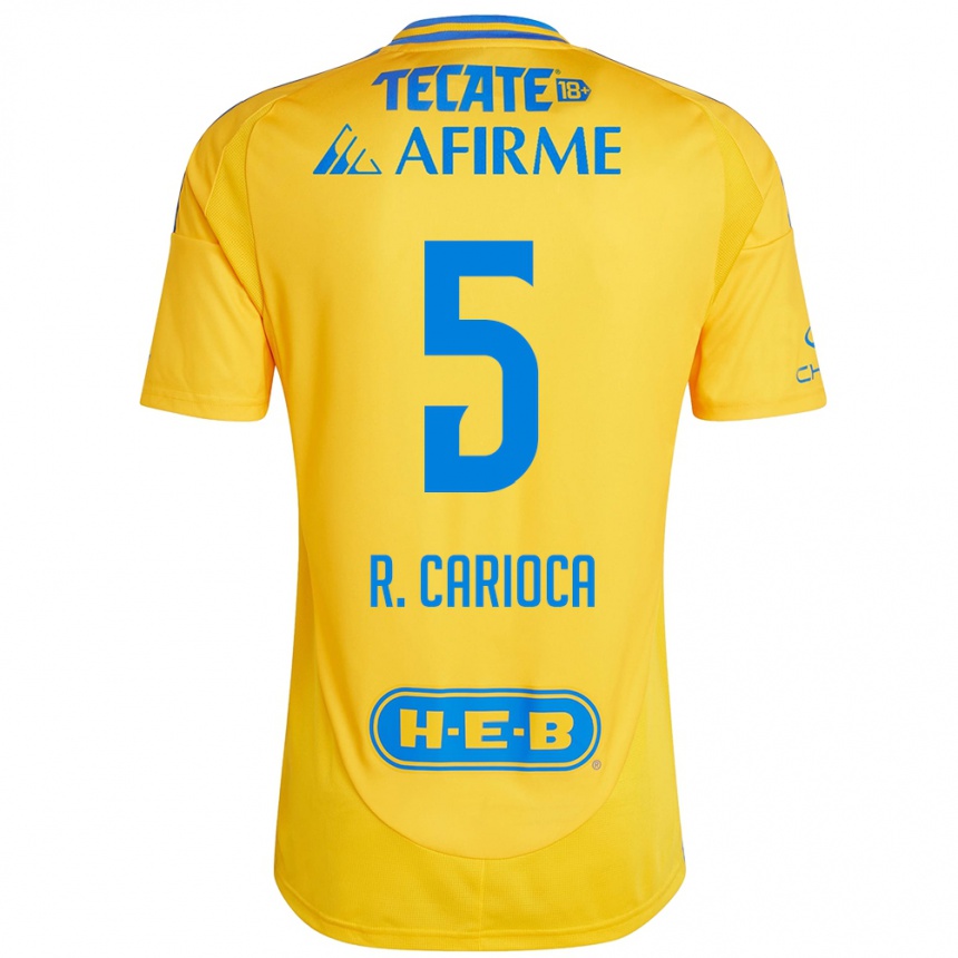 Kids Football Rafael Carioca #5 Gold Yellow Home Jersey 2024/25 T-Shirt