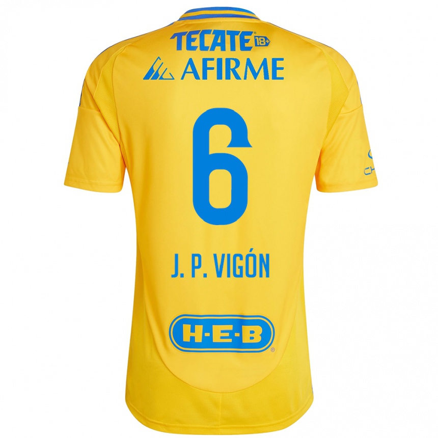 Kids Football Juan Pablo Vigón #6 Gold Yellow Home Jersey 2024/25 T-Shirt