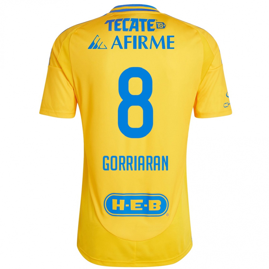 Kids Football Fernando Gorriarán #8 Gold Yellow Home Jersey 2024/25 T-Shirt