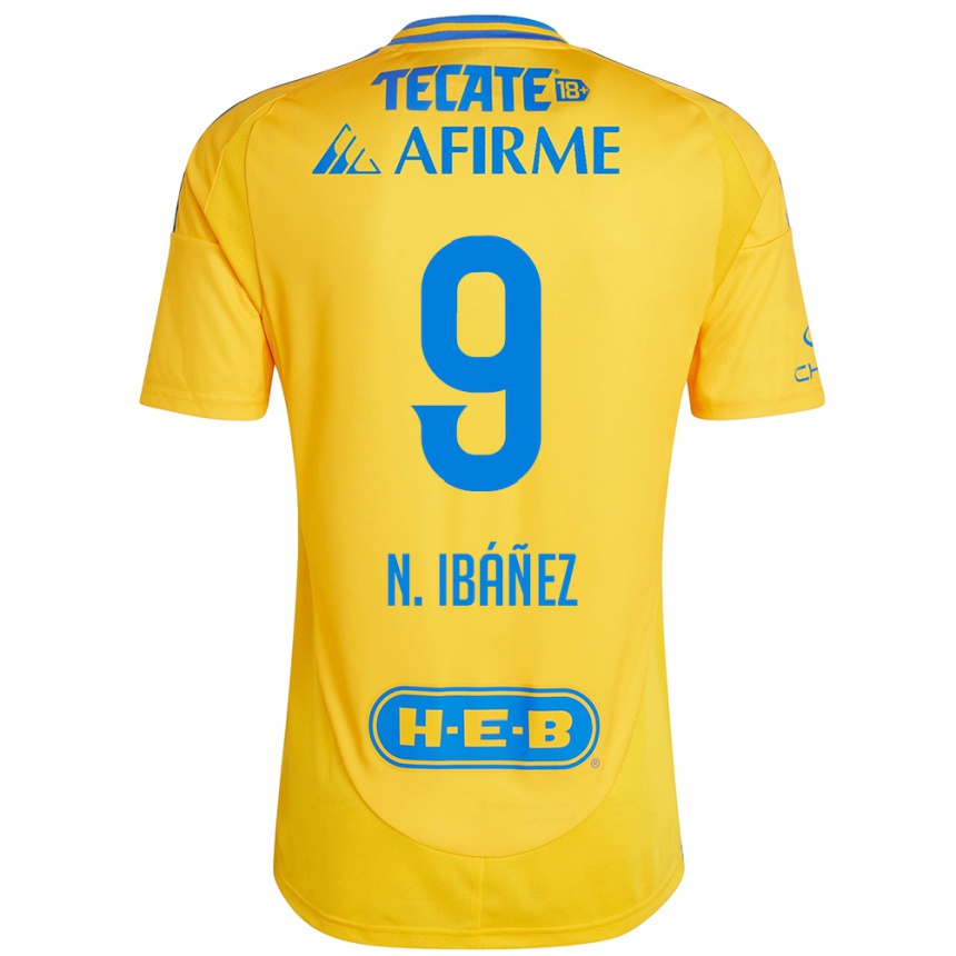 Kids Football Nicolás Ibáñez #9 Gold Yellow Home Jersey 2024/25 T-Shirt