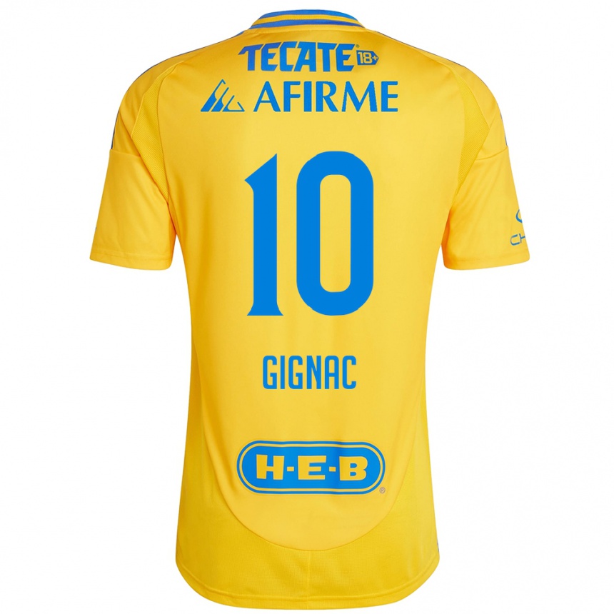 Kids Football André-Pierre Gignac #10 Gold Yellow Home Jersey 2024/25 T-Shirt