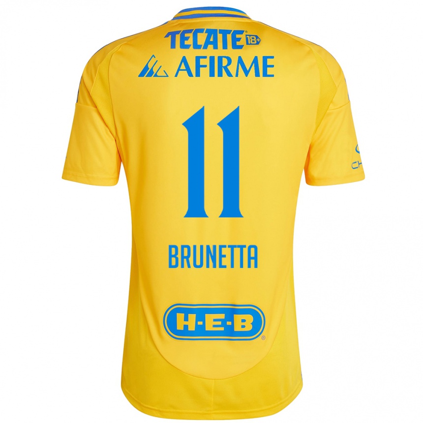 Kids Football Juan Brunetta #11 Gold Yellow Home Jersey 2024/25 T-Shirt