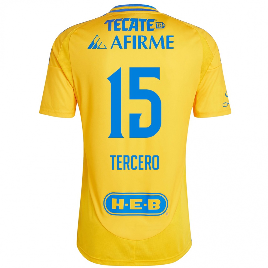 Kids Football Eduardo Tercero #15 Gold Yellow Home Jersey 2024/25 T-Shirt