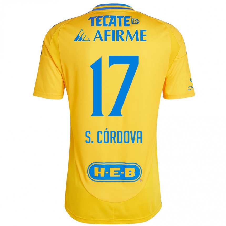 Kids Football Sebastián Córdova #17 Gold Yellow Home Jersey 2024/25 T-Shirt