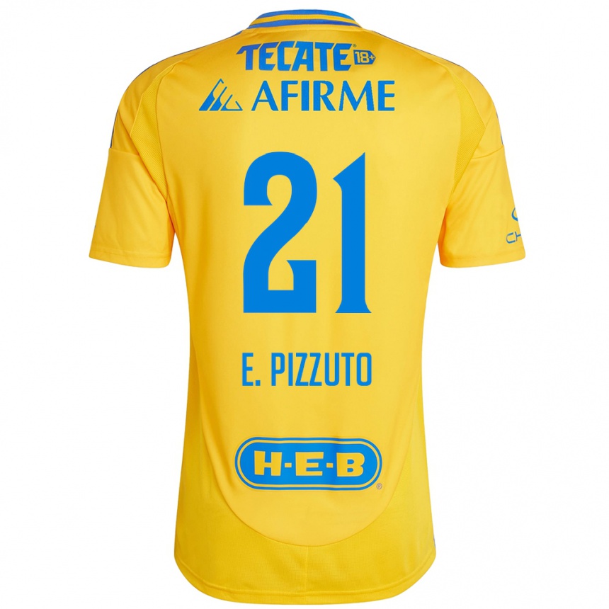 Kids Football Eugenio Pizzuto #21 Gold Yellow Home Jersey 2024/25 T-Shirt