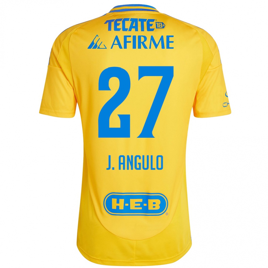 Kids Football Jesús Angulo #27 Gold Yellow Home Jersey 2024/25 T-Shirt