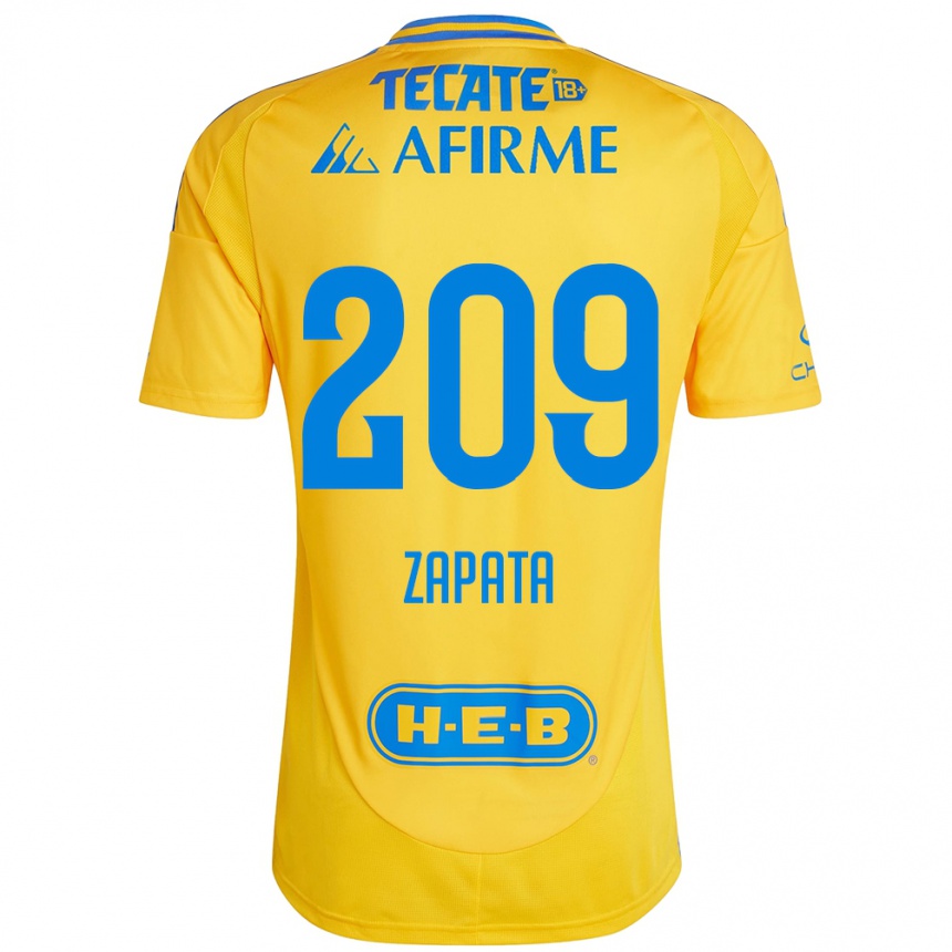 Kids Football Jorge Zapata #209 Gold Yellow Home Jersey 2024/25 T-Shirt