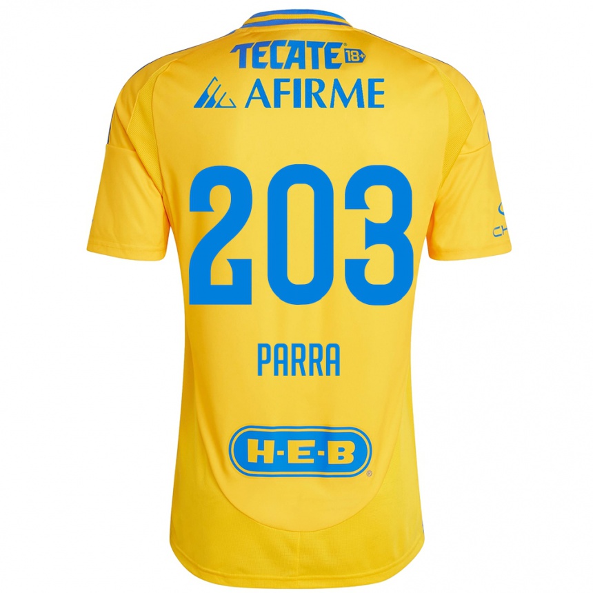 Kids Football Bernardo Parra #203 Gold Yellow Home Jersey 2024/25 T-Shirt