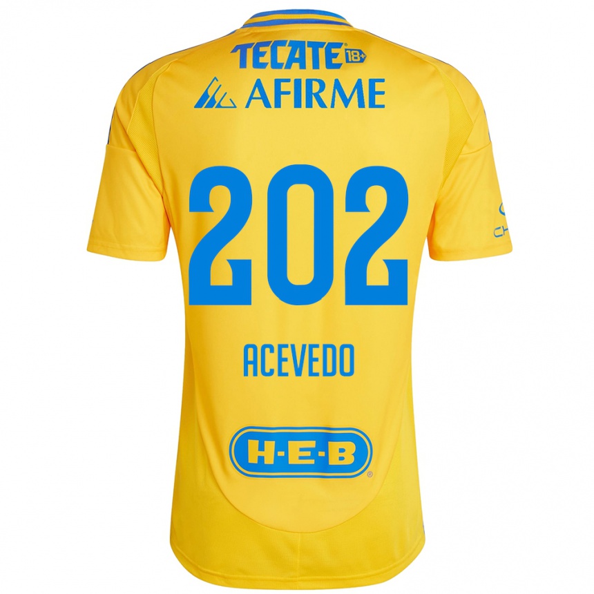 Kids Football José Acevedo #202 Gold Yellow Home Jersey 2024/25 T-Shirt