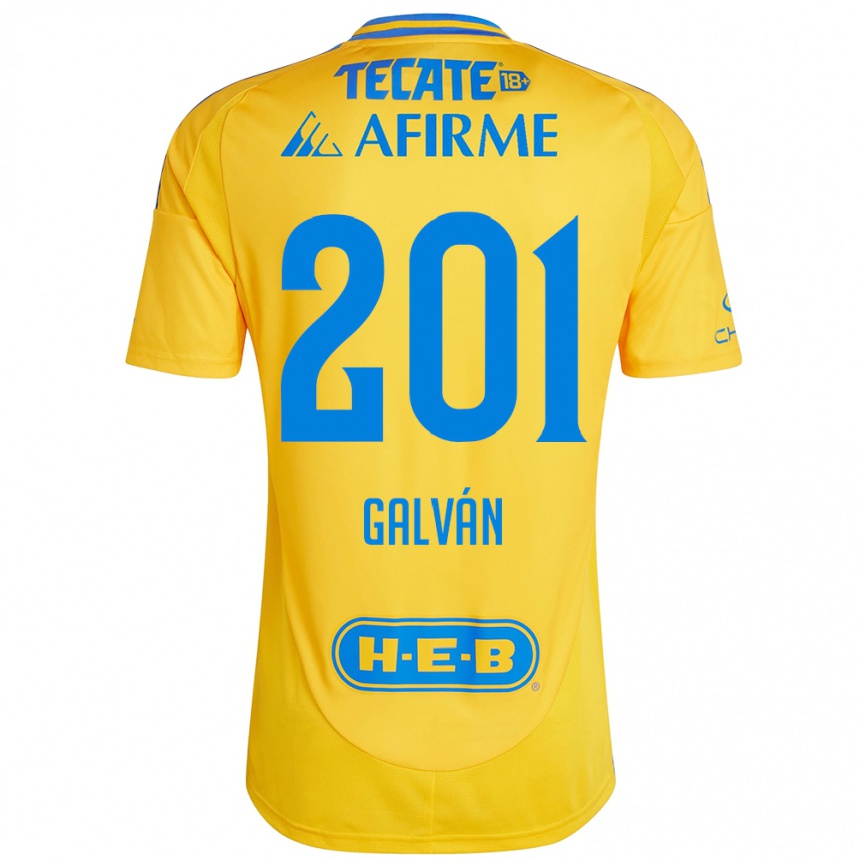 Kids Football Isac Galván #201 Gold Yellow Home Jersey 2024/25 T-Shirt