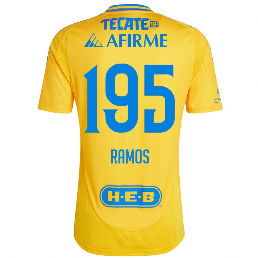 Kids Football Rodrigo Ramos #195 Gold Yellow Home Jersey 2024/25 T-Shirt