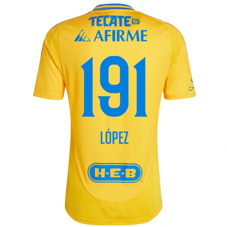 Kids Football Adrián López #191 Gold Yellow Home Jersey 2024/25 T-Shirt