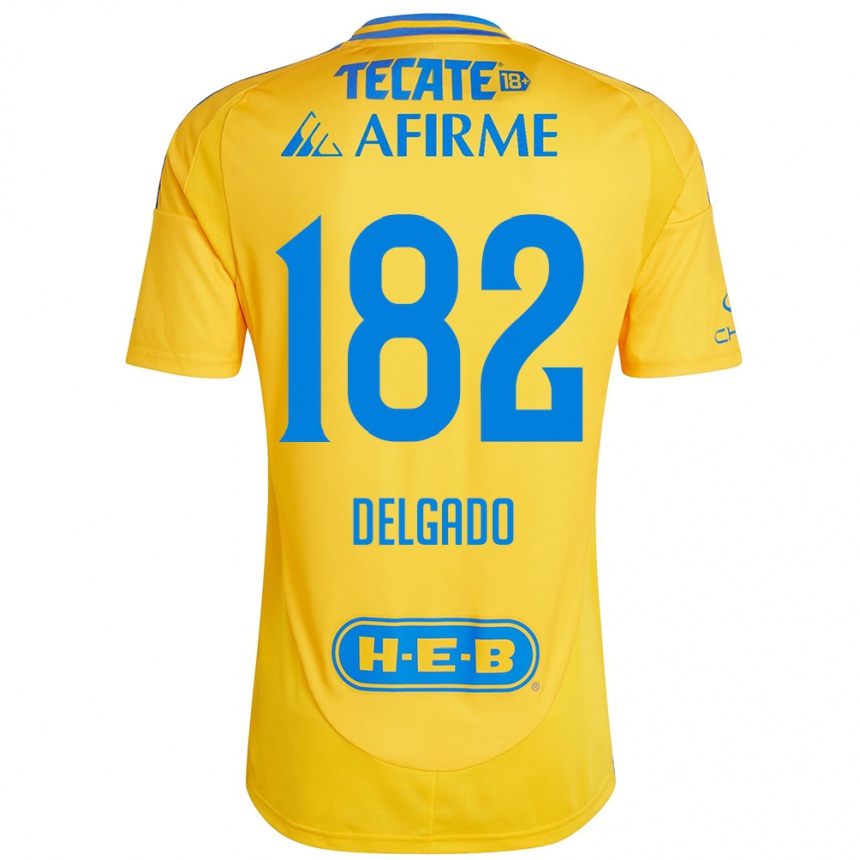 Kids Football Arturo Delgado #182 Gold Yellow Home Jersey 2024/25 T-Shirt