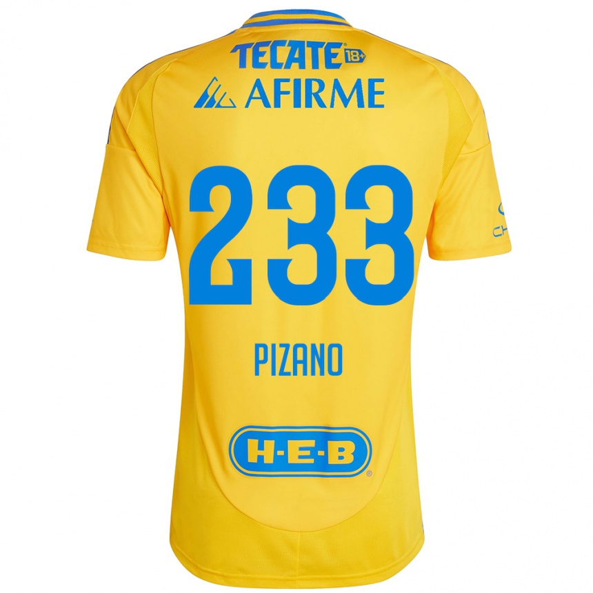 Kids Football Juan Pizano #233 Gold Yellow Home Jersey 2024/25 T-Shirt