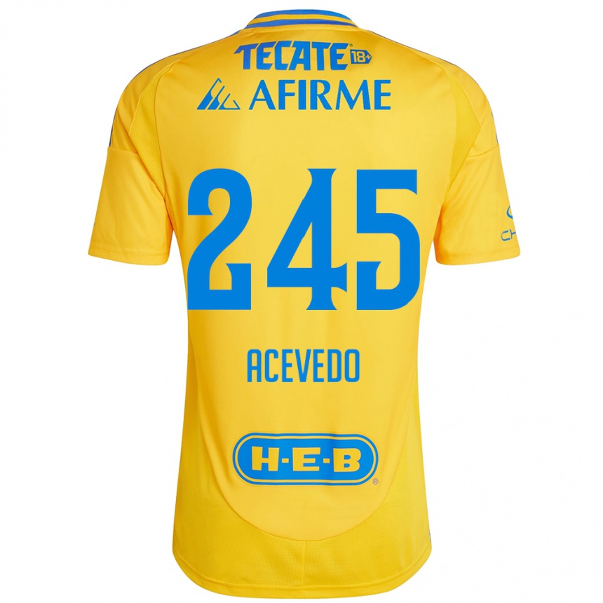 Kids Football Kevin Acevedo #245 Gold Yellow Home Jersey 2024/25 T-Shirt