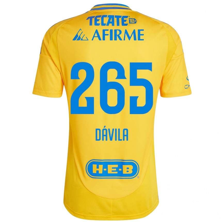 Kids Football Emiliano Dávila #265 Gold Yellow Home Jersey 2024/25 T-Shirt