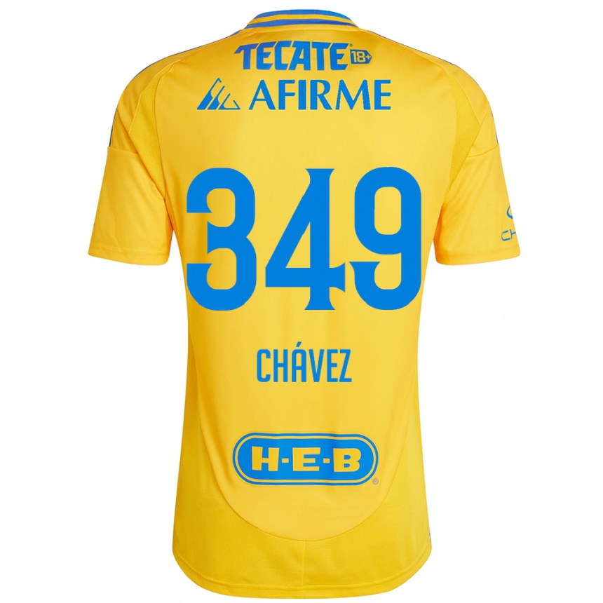 Kids Football Jorge Chávez #349 Gold Yellow Home Jersey 2024/25 T-Shirt