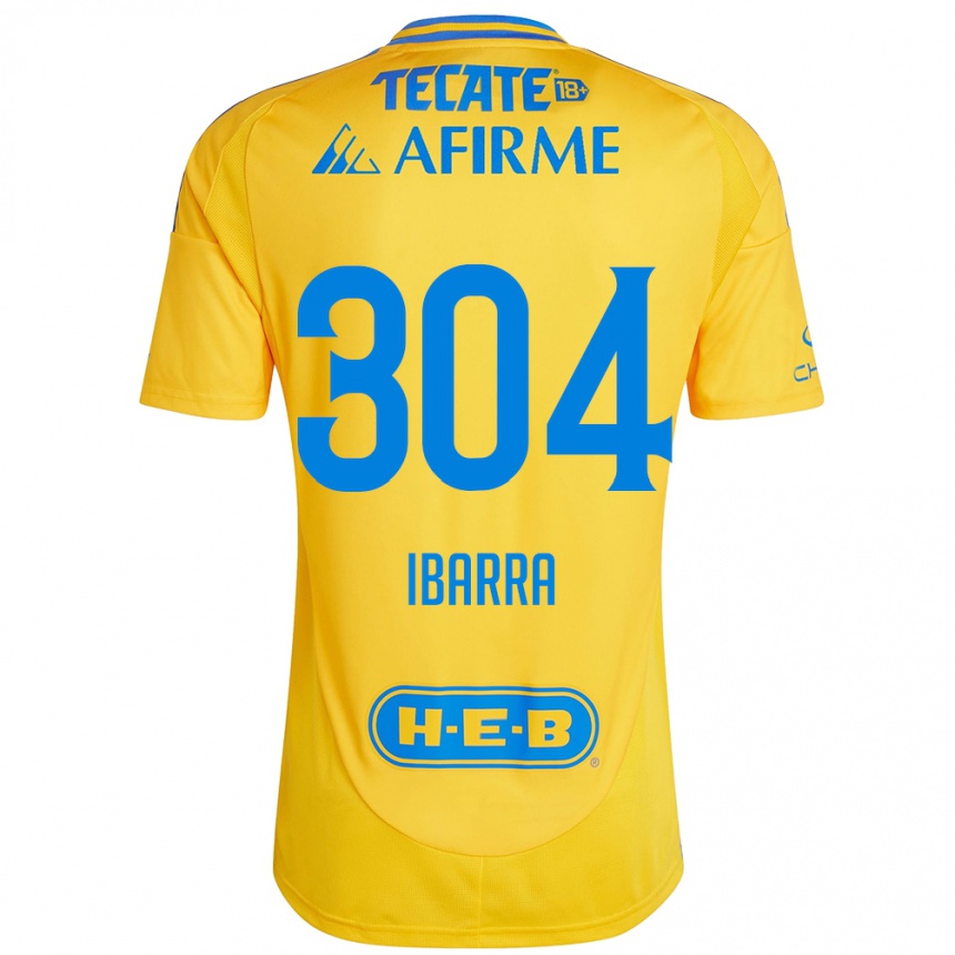 Kids Football Luis Ibarra #304 Gold Yellow Home Jersey 2024/25 T-Shirt