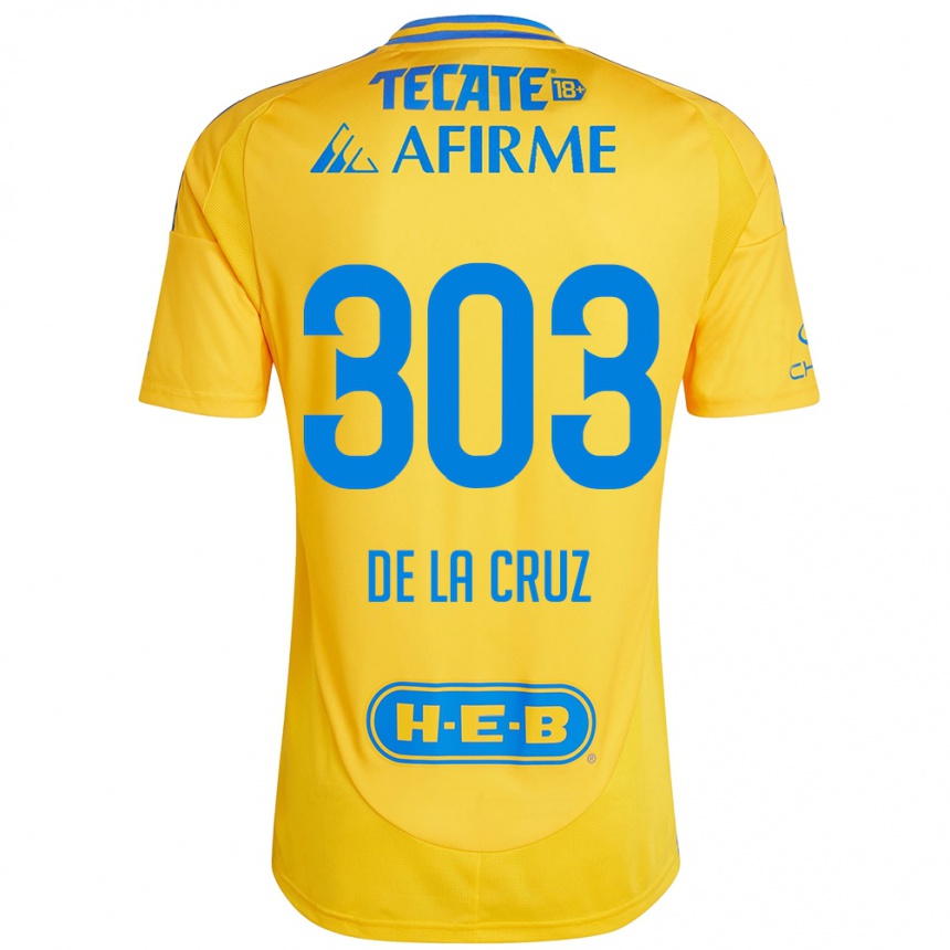 Kids Football Erick De La Cruz #303 Gold Yellow Home Jersey 2024/25 T-Shirt