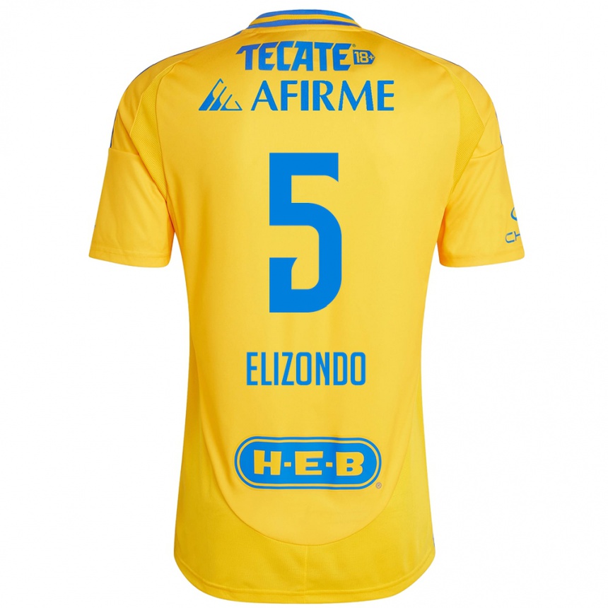 Kids Football Fernanda Elizondo #5 Gold Yellow Home Jersey 2024/25 T-Shirt