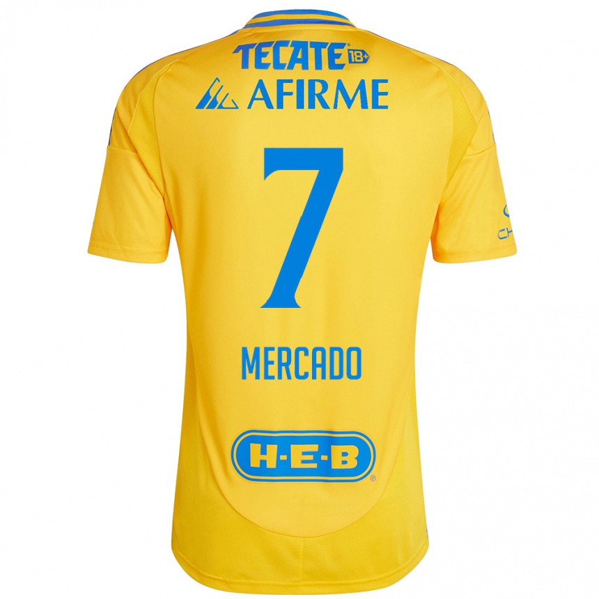 Kids Football Liliana Mercado #7 Gold Yellow Home Jersey 2024/25 T-Shirt