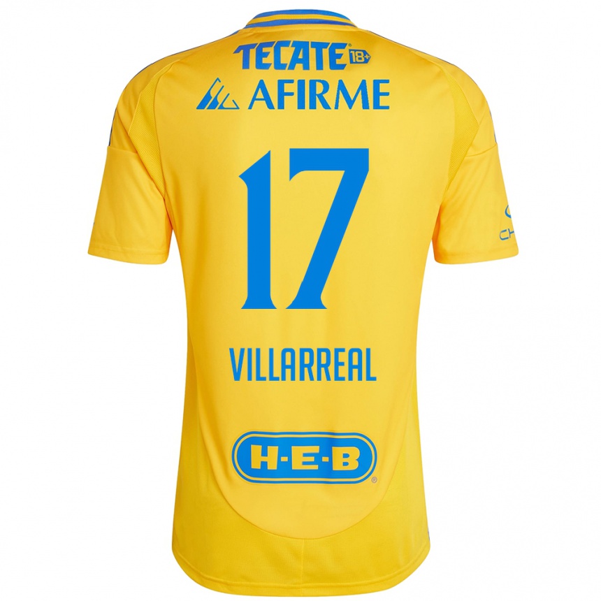 Kids Football Natalia Villarreal #17 Gold Yellow Home Jersey 2024/25 T-Shirt