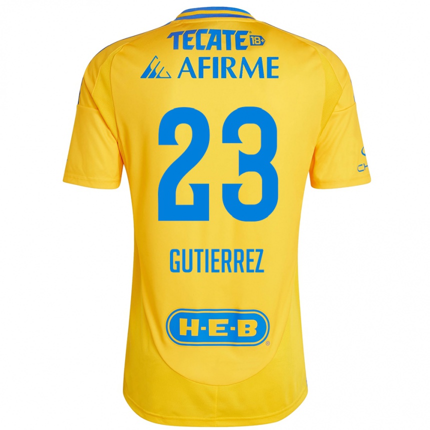 Kids Football Jana Gutierrez #23 Gold Yellow Home Jersey 2024/25 T-Shirt