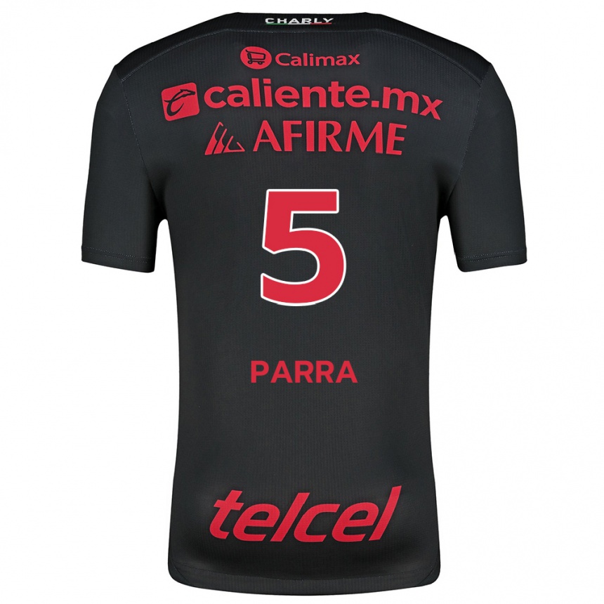 Kids Football Rodrigo Parra #5 Black Red Home Jersey 2024/25 T-Shirt